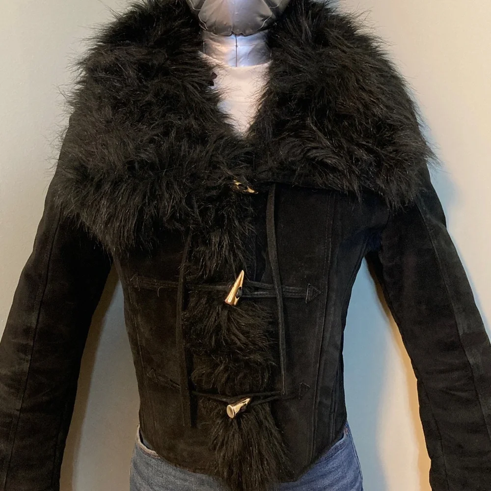 Baby Phat Black Leather Jacket with Faux Fur - Picture 2 of 15